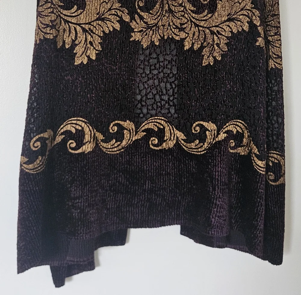 Chicos Travelers Womens Cardigan 3 XL Velour Boho Burnout Open Evening Artsy